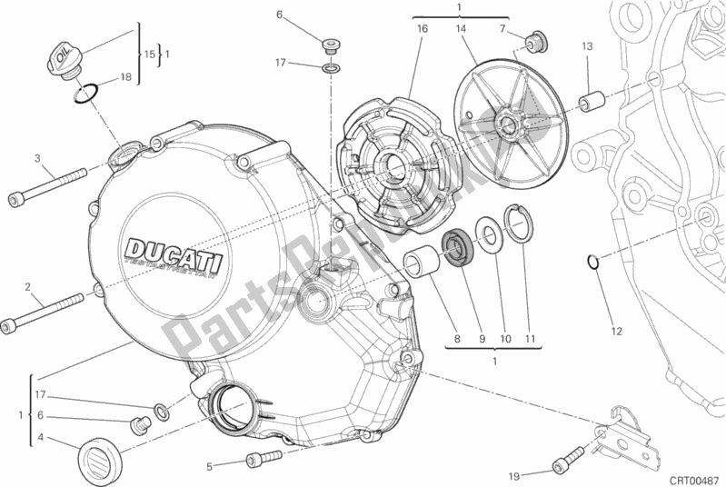 All parts for the Clutch Cover of the Ducati Multistrada 1200 S Touring Brasil 2014